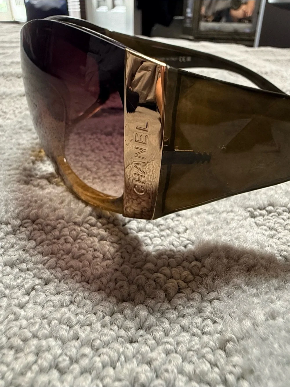 CHANEL 6009 Brown Oversized Shield Sunglasses Made in Italy with Original Case